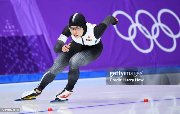 Nao Kodaira of Japan competes during the Ladies' 500m Individual Speed Skating Final on day nine of the PyeongChang 2018 Winter Olympic Games at...