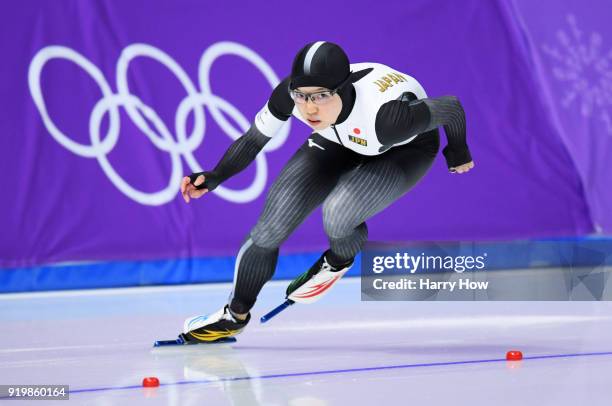 Nao Kodaira of Japan competes during the Ladies' 500m Individual Speed Skating Final on day nine of the PyeongChang 2018 Winter Olympic Games at...