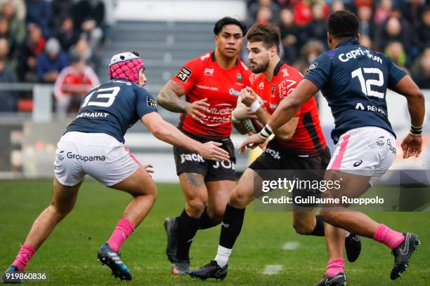 Hugo Bonneval of Toulon during the Top 14 match between Toulon and Stade Francais at Felix Mayol Stadium on February 17, 2018 in Toulon, France.