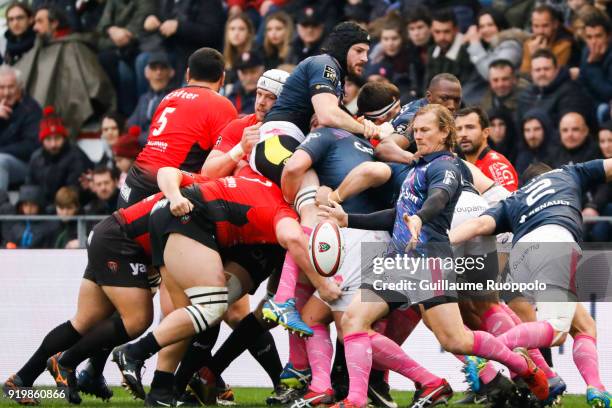 Charl McLeod of Stade Francais during the Top 14 match between Toulon and Stade Francais at Felix Mayol Stadium on February 17, 2018 in Toulon,...