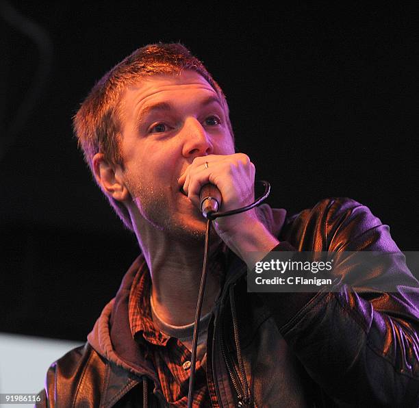 Vocalist Hamilton Leithauser of The Walkmen performs during Day 2 of the 2009 Treasure Island Music Festival on October 18, 2009 in San Francisco,...