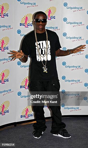 Tinchy Stryder backstage at Girlguiding UK's Big Gig at Wembley Arena on October 17, 2009 in London, England.