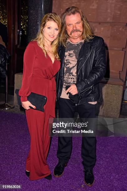 Leslie Mandoki and his daughter Lara Mandoki attend the PLACE TO B Party on February 17, 2018 in Berlin, Germany.