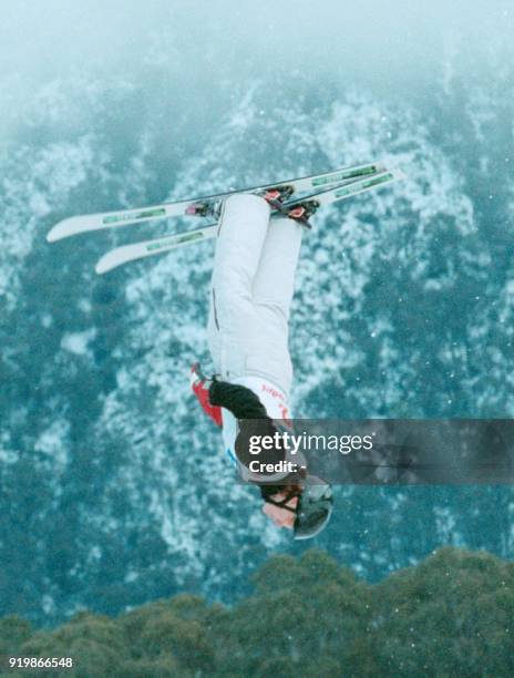 Allan Tsuper of Belarus performs at the Aerials World Cup in Mount Buller, 09 September 2001. Trusper defeated reigning champion Jacqui Cooper to win...