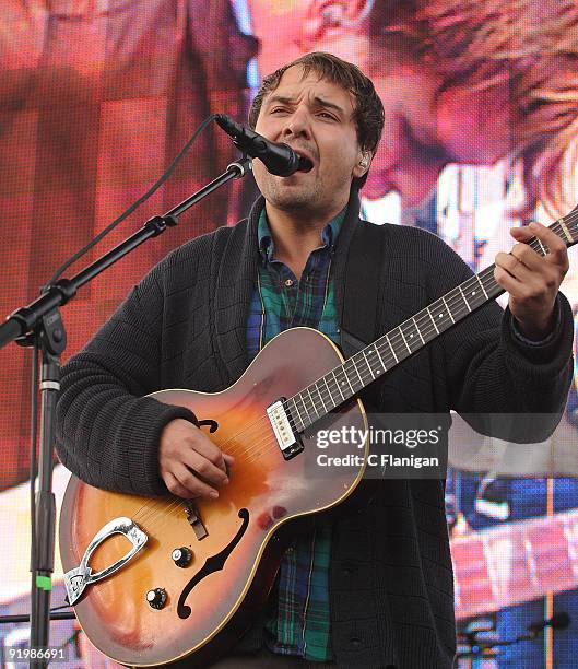 Musician Daniel Rossen of Grizzly Bear performs during Day 2 of the 2009 Treasure Island Music Festival on October 18, 2009 in San Francisco,...