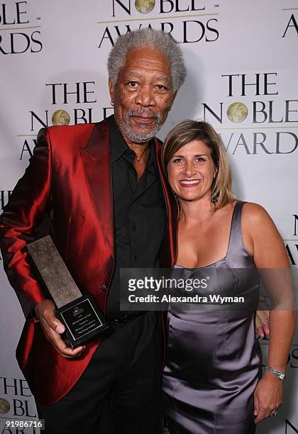 Morgan Freeman and Lisa Paulson attend the first annual "Noble Awards" at the Beverly Hilton Hotel on October 18, 2009 in Beverly Hills, California.