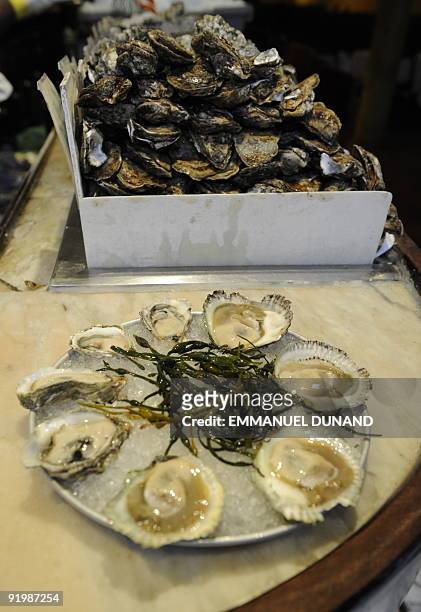 An oyster platter is prepared at New York oyster bar "Aquagrill " in New York October 15, 2009. Consumed on every street corner in the nineteenth...