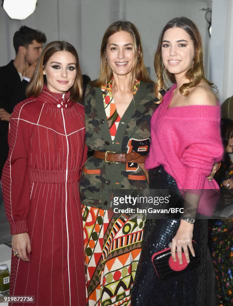 Olivia Palermo, Yasmin Le Bon and Amber Le Bon attend the Preen by Thornton Bregazzi show during London Fashion Week February 2018 at on February 18,...