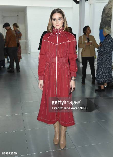Olivia Palermo attends the Preen by Thornton Bregazzi show during London Fashion Week February 2018 at on February 18, 2018 in London, England.