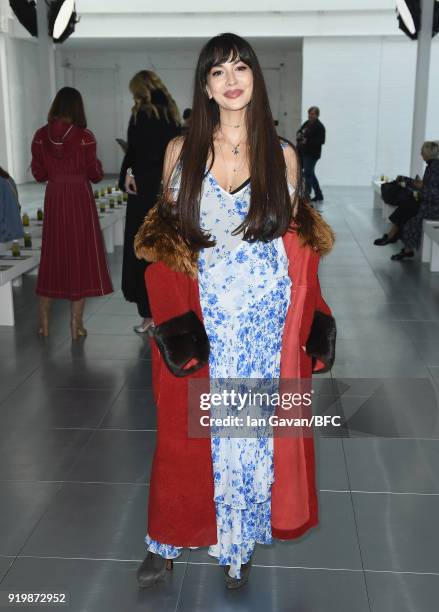 Zara Martin attends the Preen by Thornton Bregazzi show during London Fashion Week February 2018 at on February 18, 2018 in London, England.