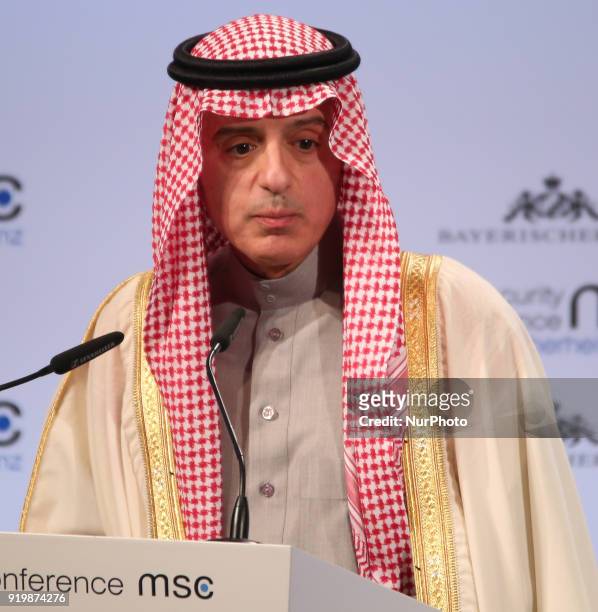 Saudi Arabia's foreign minister Adel bin Ahmed Al-Jubeir spoke at the Munich Security Conference, in Munich, Germany, on 18 February 2018. The MSC...