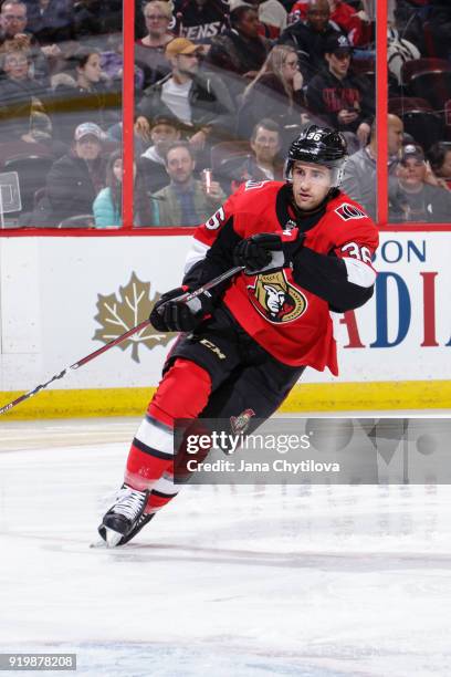 XColin White of the Ottawa Senators skates against the Buffalo Sabres at Canadian Tire Centre on February 15, 2018 in Ottawa, Ontario, Canada.