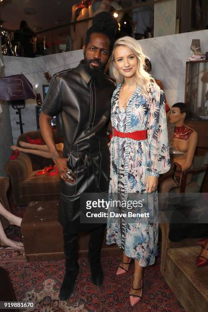 Roy Luwolt and Victoria Magrath attend the Malone Souliers AW18 Presentation during London Fashion Week February 2018 at 12 Hay Hill on February 18,...