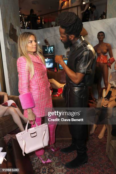 Erika Perusini and Roy Luwolt attend the Malone Souliers AW18 Presentation during London Fashion Week February 2018 at 12 Hay Hill on February 18,...