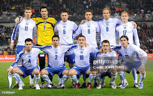 Bosnia Herzevogina's players Edin DzekoBosnia, goalkeeper Nemanja Supic, Samir Muratovic, Sanel Jahic, Zlatan Muslimovic, Senijad Ibricic Emir...