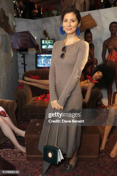 Jasmine Hemsley attends the Malone Souliers AW18 Presentation during London Fashion Week February 2018 at 12 Hay Hill on February 18, 2018 in London,...