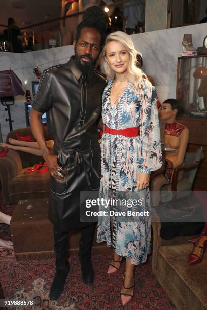 Roy Luwolt and Victoria Magrath attend the Malone Souliers AW18 Presentation during London Fashion Week February 2018 at 12 Hay Hill on February 18,...