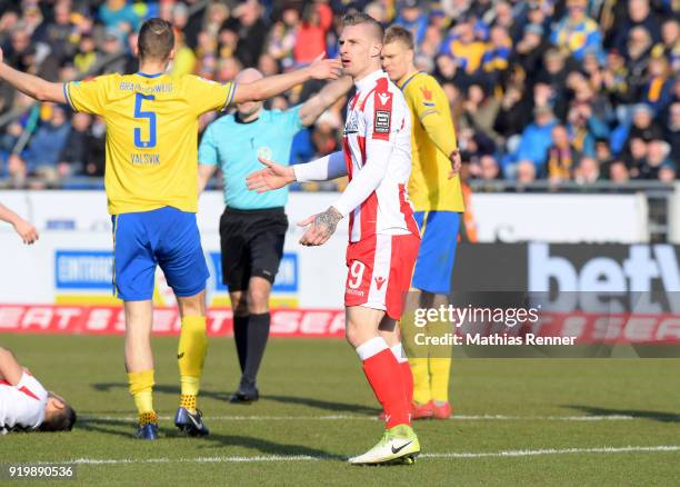 Sebastian Polter of 1.FC Union Berlin during the second Bundesliga match between Eintracht Braunschweig and Union Berlin on February 18, 2018 at...