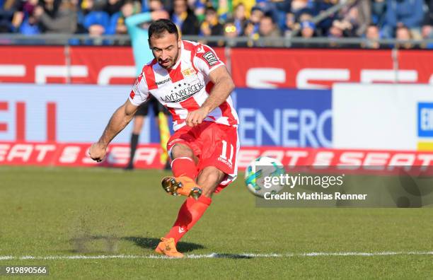 Akaki Gogia of 1 FC Union Berlin during the second Bundesliga match between Eintracht Braunschweig and Union Berlin on February 18, 2018 at...