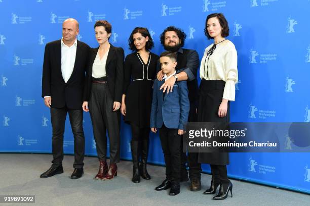 Gabor Ferenczy, Andrea Taschler, Lidia Danis, Arpad Bogdan, Milan Csordas and Anna Marie Cseh pose at the 'Genesis' photo call during the 68th...