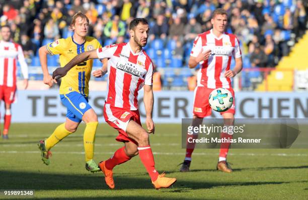Akaki Gogia of 1 FC Union Berlin during the second Bundesliga match between Eintracht Braunschweig and Union Berlin on February 18, 2018 at...