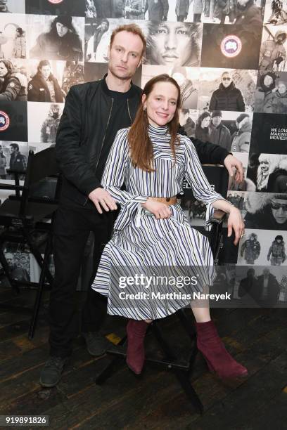 Mark Waschke and Anne Ratte-Polle attend the Studio Babelsberg Night X Canada Goose on the occasion of the 68th Berlinale International Film Festival...