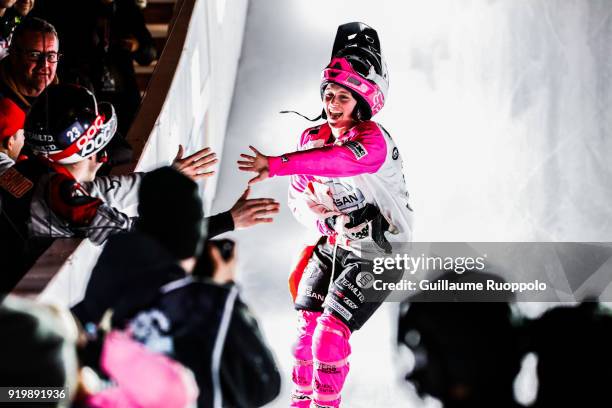 Jacqueline Legere during the Red Bull Crashed Ice Marseille 2018 on February 17, 2018 in Marseille, France.