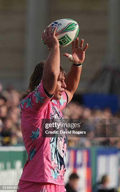 Dimitri Szarzewski of Stade Francais pictured during the Heineken Cup match between Bath and Stade Francais at the Recreation Ground on October 18,...