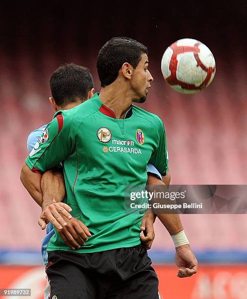 Miguel Angel Britos Bologna FC and Fabio Quagliarella SSC Napoli during the serie A match between SSC Napoli and Bologna FC at Stadio San Paolo on...