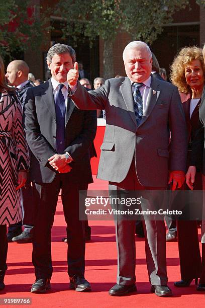 The Nobel Peace Prize Winner Lech Walesa attends the 'Popielusko' Premiere during day 5 of the 4th Rome International Film Festival held at the...