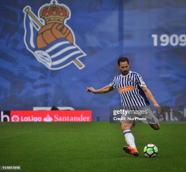 Alberto de la Bella during the Spanish league football match between Real Sociedad and Levante at the Anoeta Stadium on 18 February 2018 in San...