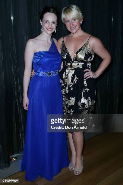 Actress Penny McNamee and singer Emma Pask arrive for the Light The Night Charity Concert at the City Recital Hall on October 19, 2009 in Sydney,...