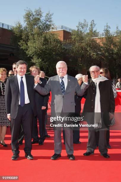 The Nobel Peace Prize Winner Lech Walesa attends the "Popielusko" Premiere during day 5 of the 4th Rome International Film Festival held at the...