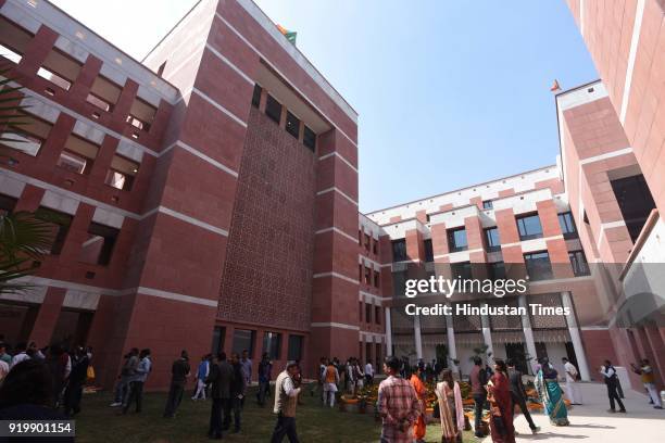 View of newly inaugurated office of BJP Headquarter at 6-A, Deen Dayal Upadhyay Marg, on February 18, 2018 in New Delhi, India. PM Modi inaugurated...