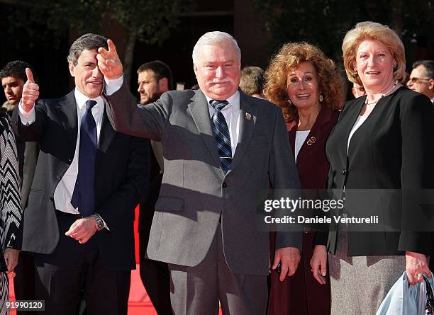 The Nobel Peace Prize Winner Lech Walesa attends the "Popielusko" Premiere during day 5 of the 4th Rome International Film Festival held at the...