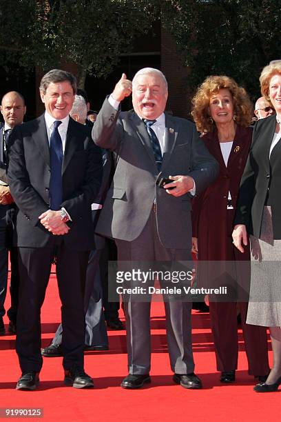 The Nobel Peace Prize Winner Lech Walesa attends the "Popielusko" Premiere during day 5 of the 4th Rome International Film Festival held at the...