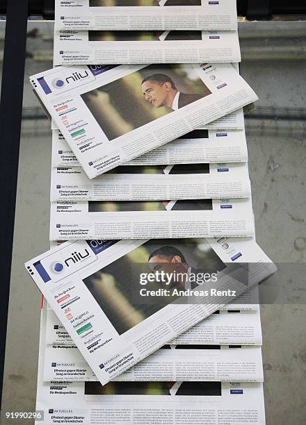 In this photo illustration the world's first individualised newspaper Niiu is pictured on a table on October 19, 2009 in Berlin, Germany. On November...