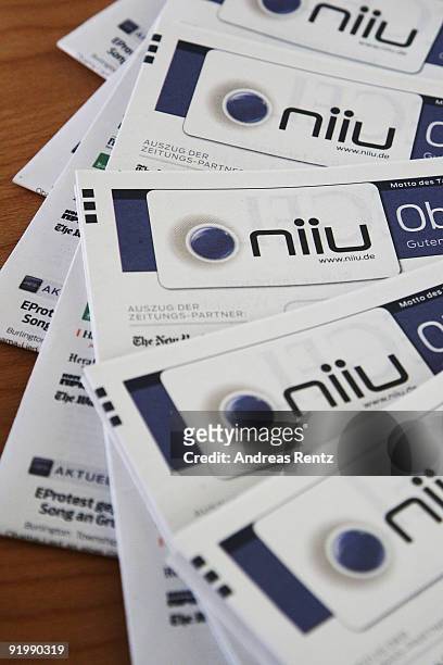 In this photo illustration the world's first individualised newspaper Niiu is pictured on a table on October 19, 2009 in Berlin, Germany. On November...