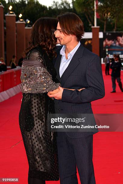 Actress Asia Argento and husband Michele Civetta attend the 'Dream Rush' Premiere during day 5 of the 4th Rome International Film Festival held at...