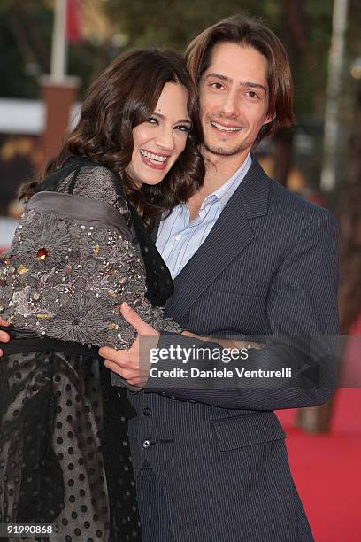 Actress Asia Argento and husband Michele Civetta attend the "Dream Rush" Premiere during day 5 of the 4th Rome International Film Festival held at...