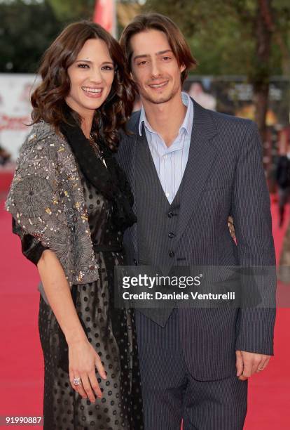 Actress Asia Argento and husband Michele Civetta attend the "Dream Rush" Premiere during day 5 of the 4th Rome International Film Festival held at...