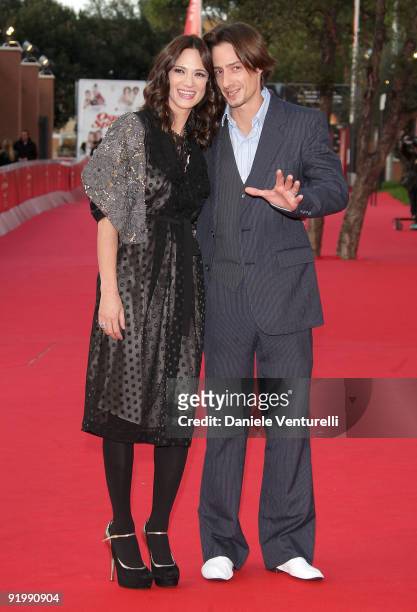 Actress Asia Argento and husband Michele Civetta attend the "Dream Rush" Premiere during day 5 of the 4th Rome International Film Festival held at...