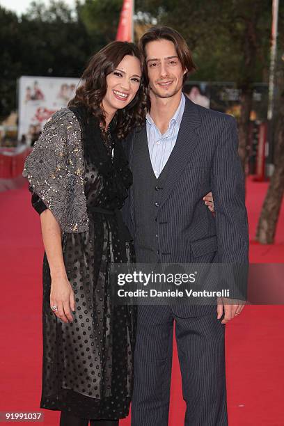 Actress Asia Argento and husband Michele Civetta attend the "Dream Rush" Premiere during day 5 of the 4th Rome International Film Festival held at...