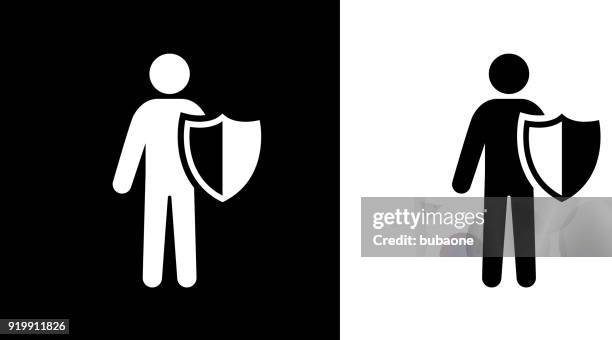 man with a shield. - warrior shield vector stock illustrations