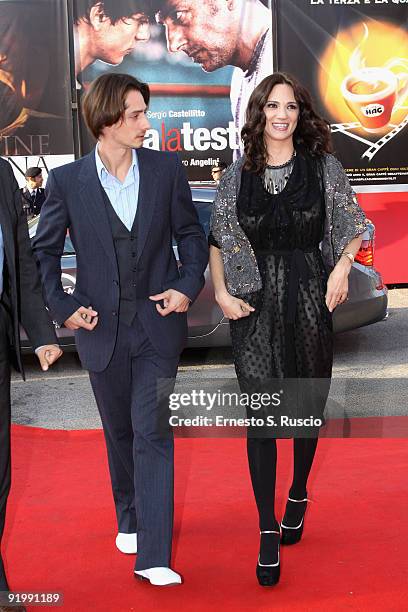 Actress Asia Argento and her husband Michele Civetta attend the 'Dream Rush' Premiere during day 5 of the 4th Rome International Film Festival held...