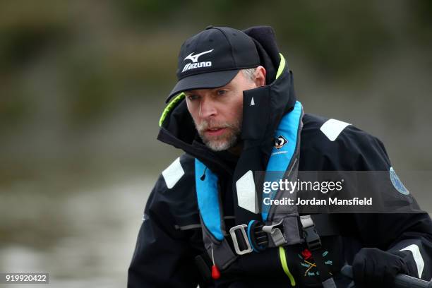 Steve Trapmore, coach of Cambridge watches on during the Boat Race Trial race between Cambridge University Boat Club and University of London on...