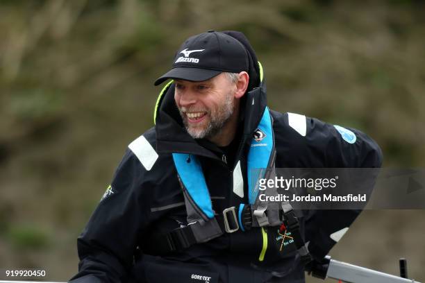 Steve Trapmore, coach of Cambridge watches on during the Boat Race Trial race between Cambridge University Boat Club and University of London on...