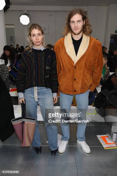Irina Lakicevic and Christian Sandven attend the Fashion East show during London Fashion Week February 2018 at TopShop Show Space on February 18,...