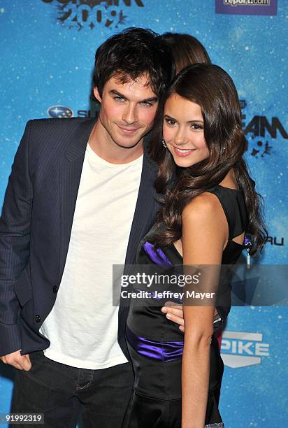 Actors Ian Somerhalder and Nina Dobrev arrive at the Spike TV's "SCREAM 2009!" Awards at The Greek Theatre on October 17, 2009 in Los Angeles,...