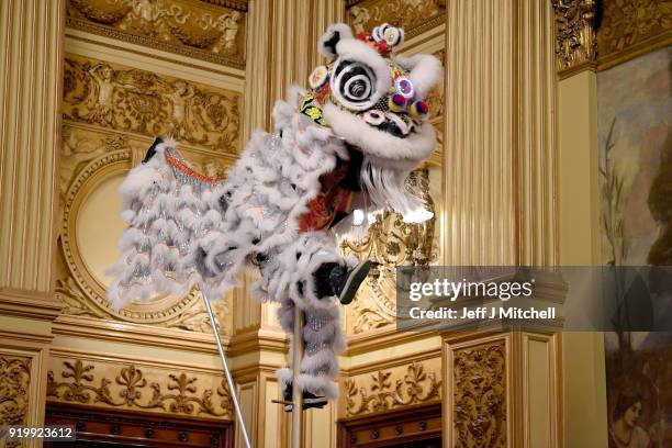 Decorations are hung as the Chinese community in Glasgow celebrate during Lunar New Year celebrations for the Year of the Dog at Glasgow City...